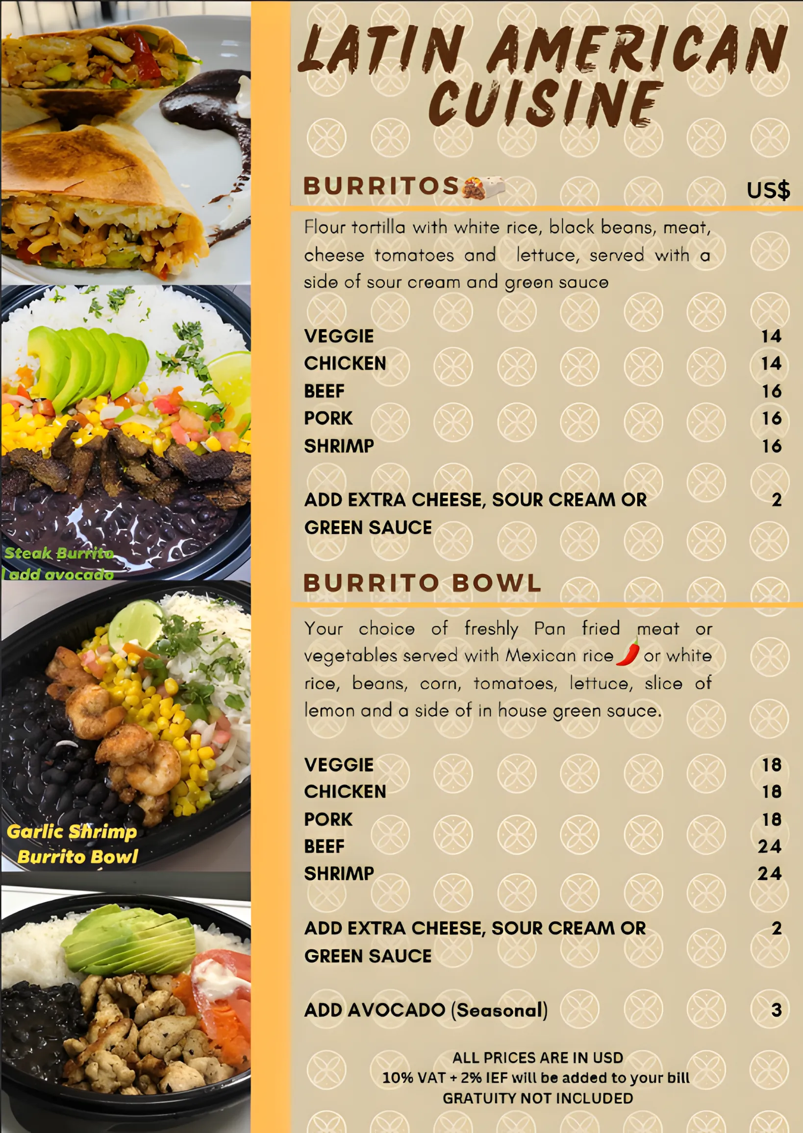 Latin House Global Cuisine menu page 3