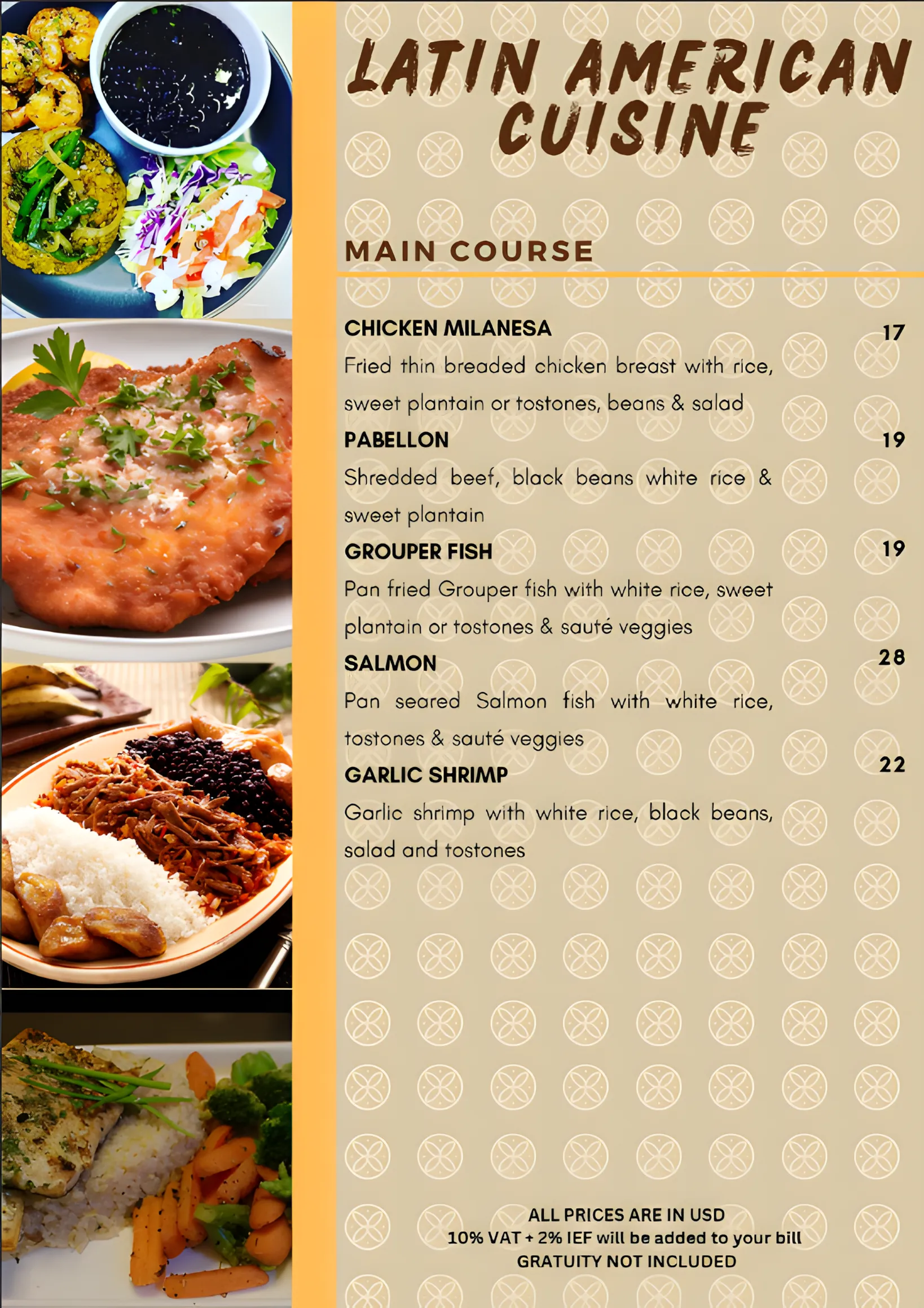 Latin House Global Cuisine menu page 4