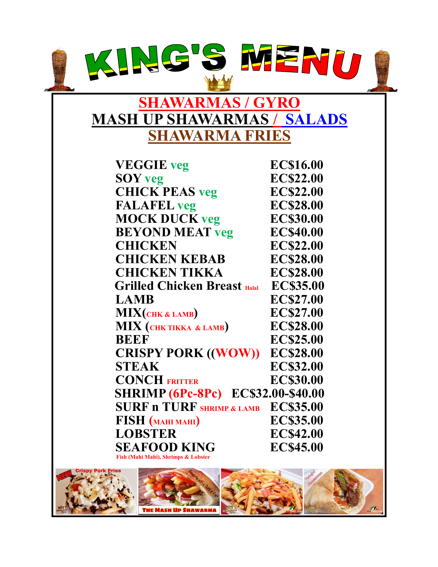 Shawarma King 3 menu page 1