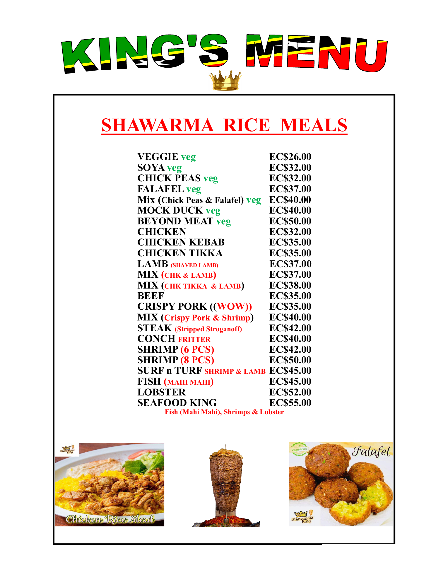 Shawarma King 3 menu page 3